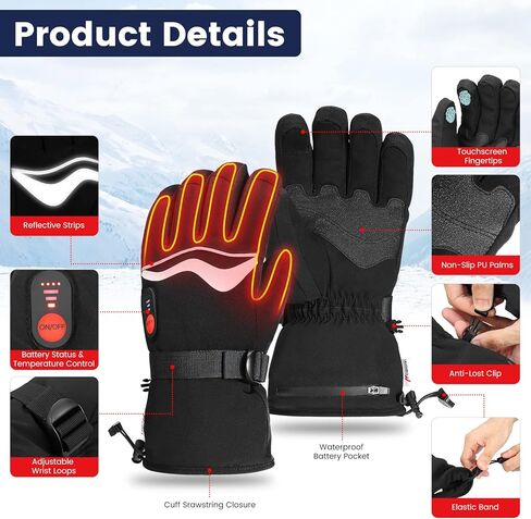 قفازات HCALORY ساخنة للرجال والنساء، قفازات كهربائية قابلة لإعادة الشحن مقاومة للماء للتزلج على الجليد والدراجات النارية وصيد الأسماك وركوب الدراجات والتسلق والمشي لمسافات طويلة والدراجات النارية والعاملين في الهواء الطلق، مقاس M in Kuwait