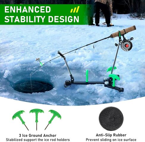 حامل قضيب صيد الجليد من كوالي كوالي، حامل قضيب صيد قابل للتعديل للأرض، حامل قضيب الجليد حامل قضيب الصيد مع أجراس الصيد ومرساة الجليد، 1 حزمة/2 حزمة in Kuwait