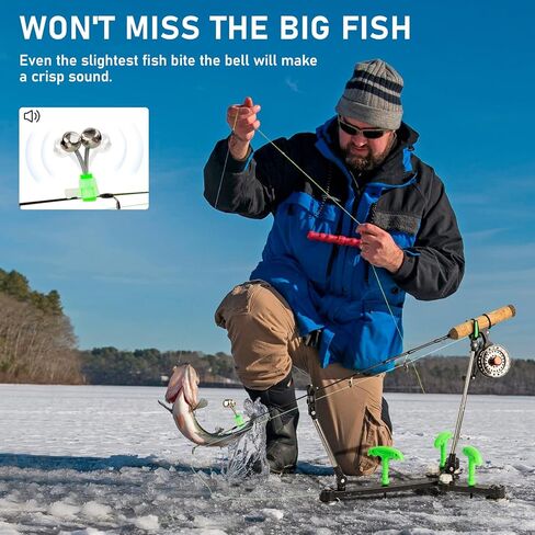 حامل قضيب صيد الجليد من كوالي كوالي، حامل قضيب صيد قابل للتعديل للأرض، حامل قضيب الجليد حامل قضيب الصيد مع أجراس الصيد ومرساة الجليد، 1 حزمة/2 حزمة in Kuwait