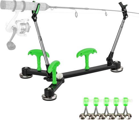 حامل قضيب صيد الجليد من كوالي كوالي، حامل قضيب صيد قابل للتعديل للأرض، حامل قضيب الجليد حامل قضيب الصيد مع أجراس الصيد ومرساة الجليد، 1 حزمة/2 حزمة in Kuwait