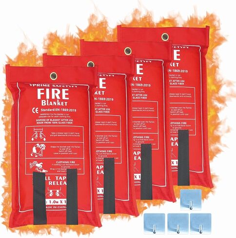 VPRIME SAFETY Emergency Fire Blanket - Fire Blankets Emergency for Home, Emergency Fire Retardant Blankets for House(40" x 40") (4-Pack) in Saudi Arabia