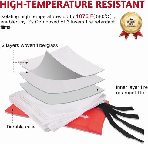 VPRIME SAFETY Emergency Fire Blanket - Fire Blankets Emergency for Home, Emergency Fire Retardant Blankets for House(40" x 40") (4-Pack) in Saudi Arabia