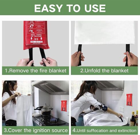 VPRIME SAFETY Emergency Fire Blanket - Fire Blankets Emergency for Home, Emergency Fire Retardant Blankets for House(40" x 40") (4-Pack) in Saudi Arabia