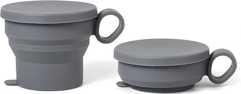 carrotez 2 pack Mini Silicone Collapsible Travel Cup for Camping, Hiking, Backpacking, and Picnics, 6 oz, Reusable, Food-grade, BPA- Free, Lightweight, Unbreakable, Portable, Small - Modern Grey in Saudi Arabia