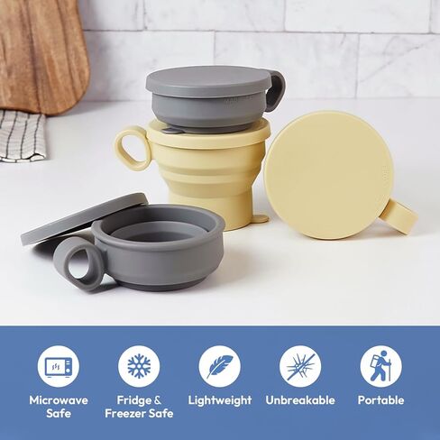 carrotez 2 pack Mini Silicone Collapsible Travel Cup for Camping, Hiking, Backpacking, and Picnics, 6 oz, Reusable, Food-grade, BPA- Free, Lightweight, Unbreakable, Portable, Small - Modern Grey in Saudi Arabia