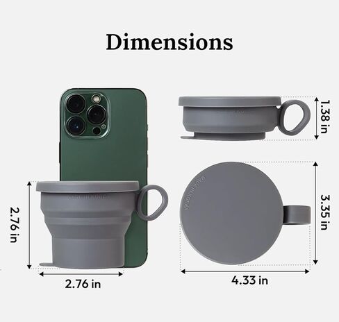 carrotez 2 pack Mini Silicone Collapsible Travel Cup for Camping, Hiking, Backpacking, and Picnics, 6 oz, Reusable, Food-grade, BPA- Free, Lightweight, Unbreakable, Portable, Small - Modern Grey in Saudi Arabia