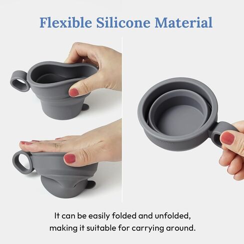 carrotez 2 pack Mini Silicone Collapsible Travel Cup for Camping, Hiking, Backpacking, and Picnics, 6 oz, Reusable, Food-grade, BPA- Free, Lightweight, Unbreakable, Portable, Small - Modern Grey in Saudi Arabia