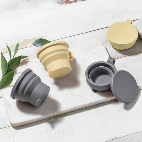 carrotez 2 pack Mini Silicone Collapsible Travel Cup for Camping, Hiking, Backpacking, and Picnics, 6 oz, Reusable, Food-grade, BPA- Free, Lightweight, Unbreakable, Portable, Small - Modern Grey in Saudi Arabia