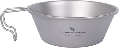وعاء كوب سييرا تيتانيوم 450 مل من Boundless Voyage مع مقبض محمول خفيف الوزن للتخييم والتنزه سيرًا على الأقدام A-Ti1091T in Kuwait