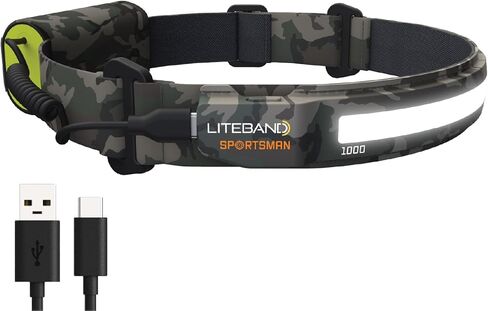 OPTIMAL VENTURES Liteband PRO 1000 Series Camo مصباح أمامي شخصي قابل للتعديل واسع الشعاع، إضاءة 210 درجة، يعمل بالبطارية، يناسب القبعات الصلبة والخوذات، LBP1000-L34C، 1000 لومن، مموه... in Saudi Arabia