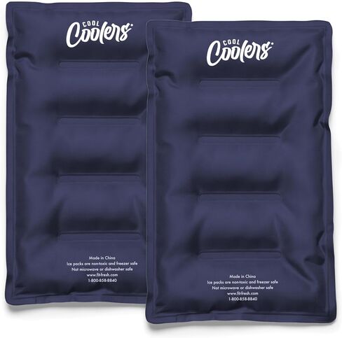 Cool Coolers 2 Pack Soft Ice for Coolers, Large Reusable Lunch Box Ice Pack, Flexible Stretch Nylon, Durable, Cooler Ice Packs for Lunch Boxes, Large Reusable Freezer Packs, by Fit & Fresh, Apricot in Saudi Arabia