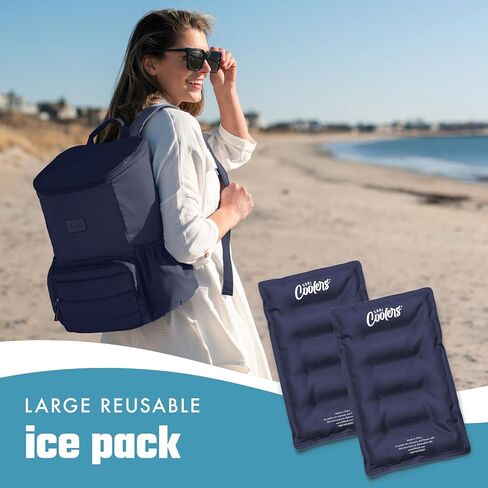 Cool Coolers 2 Pack Soft Ice for Coolers, Large Reusable Lunch Box Ice Pack, Flexible Stretch Nylon, Durable, Cooler Ice Packs for Lunch Boxes, Large Reusable Freezer Packs, by Fit & Fresh, Apricot in Saudi Arabia