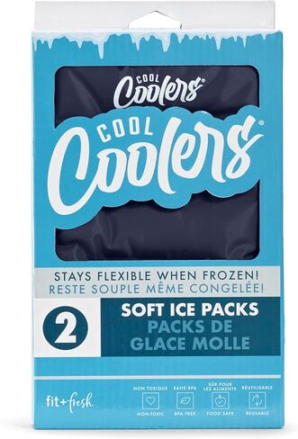 Cool Coolers 2 Pack Soft Ice for Coolers, Large Reusable Lunch Box Ice Pack, Flexible Stretch Nylon, Durable, Cooler Ice Packs for Lunch Boxes, Large Reusable Freezer Packs, by Fit & Fresh, Apricot in Saudi Arabia