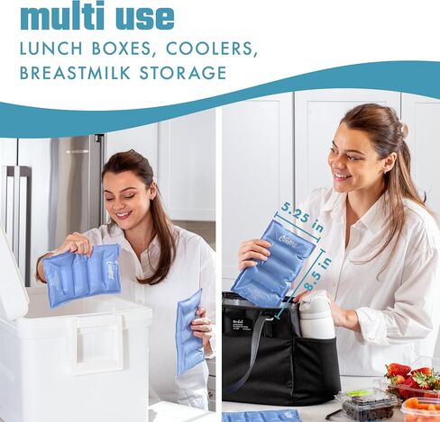 Cool Coolers 2 Pack Soft Ice for Coolers, Large Reusable Lunch Box Ice Pack, Flexible Stretch Nylon, Durable, Cooler Ice Packs for Lunch Boxes, Large Reusable Freezer Packs, by Fit & Fresh, Apricot in Saudi Arabia