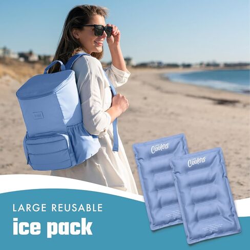 Cool Coolers 2 Pack Soft Ice for Coolers, Large Reusable Lunch Box Ice Pack, Flexible Stretch Nylon, Durable, Cooler Ice Packs for Lunch Boxes, Large Reusable Freezer Packs, by Fit & Fresh, Apricot in Saudi Arabia