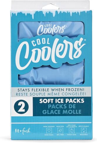 Cool Coolers 2 Pack Soft Ice for Coolers, Large Reusable Lunch Box Ice Pack, Flexible Stretch Nylon, Durable, Cooler Ice Packs for Lunch Boxes, Large Reusable Freezer Packs, by Fit & Fresh, Apricot in Saudi Arabia