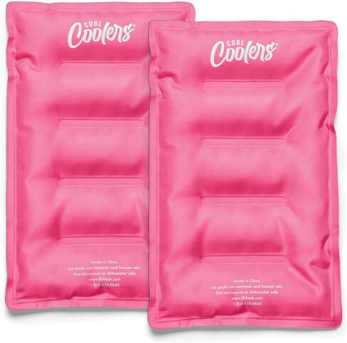 Cool Coolers 2 Pack Soft Ice for Coolers, Large Reusable Lunch Box Ice Pack, Flexible Stretch Nylon, Durable, Cooler Ice Packs for Lunch Boxes, Large Reusable Freezer Packs, by Fit & Fresh, Apricot in Saudi Arabia