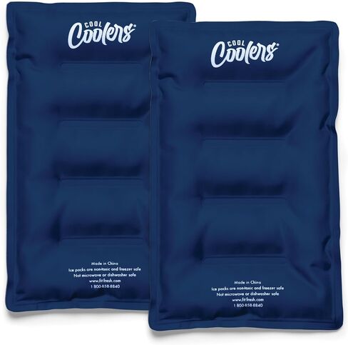 Cool Coolers 2 Pack Soft Ice for Coolers, Large Reusable Lunch Box Ice Pack, Flexible Stretch Nylon, Durable, Cooler Ice Packs for Lunch Boxes, Large Reusable Freezer Packs, by Fit & Fresh, Apricot in Kuwait