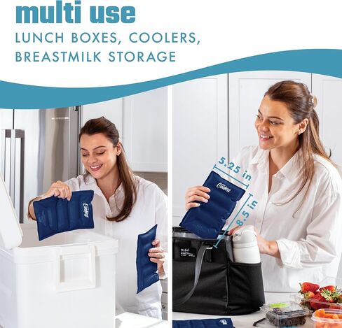 Cool Coolers 2 Pack Soft Ice for Coolers, Large Reusable Lunch Box Ice Pack, Flexible Stretch Nylon, Durable, Cooler Ice Packs for Lunch Boxes, Large Reusable Freezer Packs, by Fit & Fresh, Apricot in Kuwait