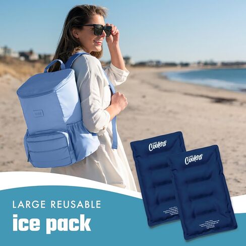 Cool Coolers 2 Pack Soft Ice for Coolers, Large Reusable Lunch Box Ice Pack, Flexible Stretch Nylon, Durable, Cooler Ice Packs for Lunch Boxes, Large Reusable Freezer Packs, by Fit & Fresh, Apricot in Kuwait