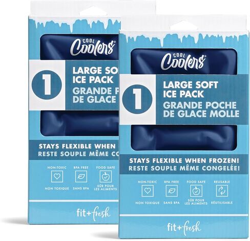 Cool Coolers 2 Pack Soft Ice for Coolers, Large Reusable Lunch Box Ice Pack, Flexible Stretch Nylon, Durable, Cooler Ice Packs for Lunch Boxes, Large Reusable Freezer Packs, by Fit & Fresh, Apricot in Kuwait