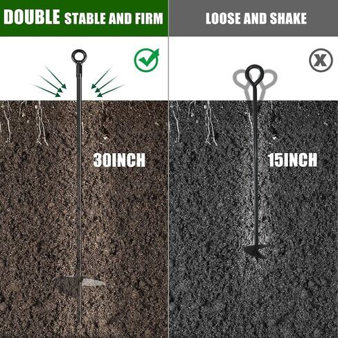 Gisafai 3 Pcs 30 Inch Long Ground Anchors Spiral Blade Earth Anchor kit Screw in Heavy Duty Tent Stakes Trampoline Hook 12 mm Thick Metal Swing Set Wind Stake for Securing Animal Canopies Shed (Black) in Saudi Arabia