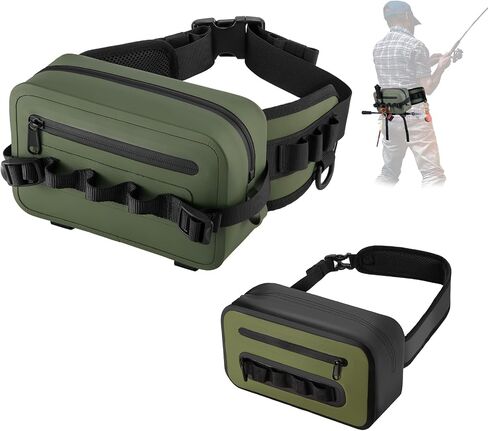Goture Waterproof Fishing Waist Pack, 840D TPU/500D PVC Fishing Tackle Bag with Rod Holder,Fly Fishing Bag with Adjustable Strap,Airtight Zipper Closure,Sling Fishing Waist Bag,Fishing Gifts for Men in Saudi Arabia