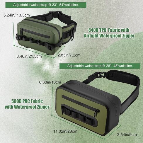 Goture Waterproof Fishing Waist Pack, 840D TPU/500D PVC Fishing Tackle Bag with Rod Holder,Fly Fishing Bag with Adjustable Strap,Airtight Zipper Closure,Sling Fishing Waist Bag,Fishing Gifts for Men in Saudi Arabia