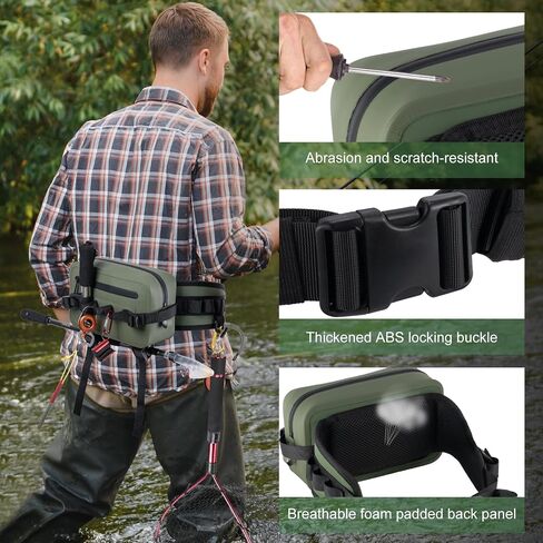 Goture Waterproof Fishing Waist Pack, 840D TPU/500D PVC Fishing Tackle Bag with Rod Holder,Fly Fishing Bag with Adjustable Strap,Airtight Zipper Closure,Sling Fishing Waist Bag,Fishing Gifts for Men in Saudi Arabia