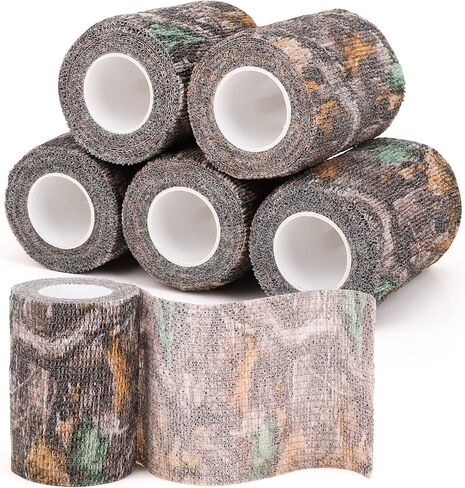Camo Wrap Tape 6 Roll，1/2/3in x 14.8 ft Self-Adhesive Camouflage Bandage Stretch Strip for Outdoor Sport Camping Camera Flashlight Bicycle Sticks Ball Ice Hockey Bat Rugby Rackets Skateboard in Saudi Arabia