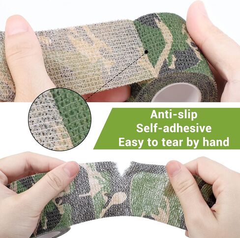 Camo Wrap Tape 6 Roll，1/2/3in x 14.8 ft Self-Adhesive Camouflage Bandage Stretch Strip for Outdoor Sport Camping Camera Flashlight Bicycle Sticks Ball Ice Hockey Bat Rugby Rackets Skateboard in Saudi Arabia