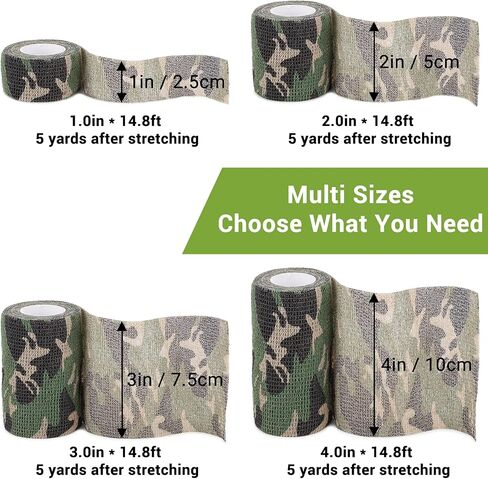 Camo Wrap Tape 6 Roll，1/2/3in x 14.8 ft Self-Adhesive Camouflage Bandage Stretch Strip for Outdoor Sport Camping Camera Flashlight Bicycle Sticks Ball Ice Hockey Bat Rugby Rackets Skateboard in Saudi Arabia