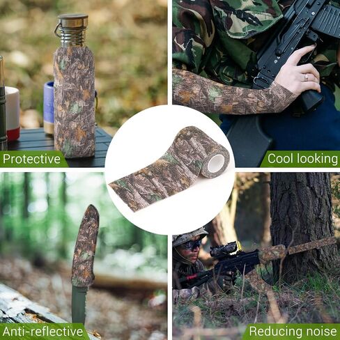 Camo Wrap Tape 6 Roll，1/2/3in x 14.8 ft Self-Adhesive Camouflage Bandage Stretch Strip for Outdoor Sport Camping Camera Flashlight Bicycle Sticks Ball Ice Hockey Bat Rugby Rackets Skateboard in Saudi Arabia
