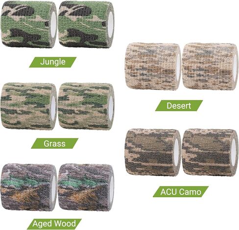 Camo Wrap Tape 6 Roll，1/2/3in x 14.8 ft Self-Adhesive Camouflage Bandage Stretch Strip for Outdoor Sport Camping Camera Flashlight Bicycle Sticks Ball Ice Hockey Bat Rugby Rackets Skateboard in Saudi Arabia