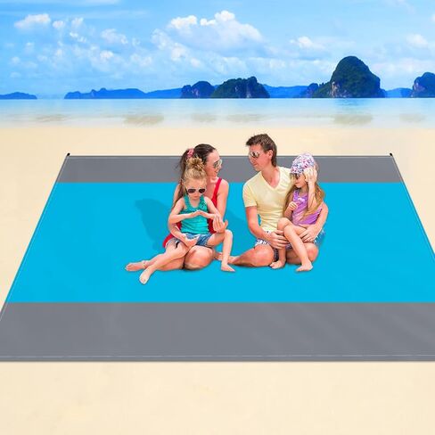 Beach Blanket 79" X 83" Sandproof Beach Mat 3-5 Adults Oversized Lightweight Waterproof Quick Drying Sandproof Beach Blanket Large Picnic Mat Blanket with Pocket for Beach Travel Camping Hiking Picnic in Saudi Arabia