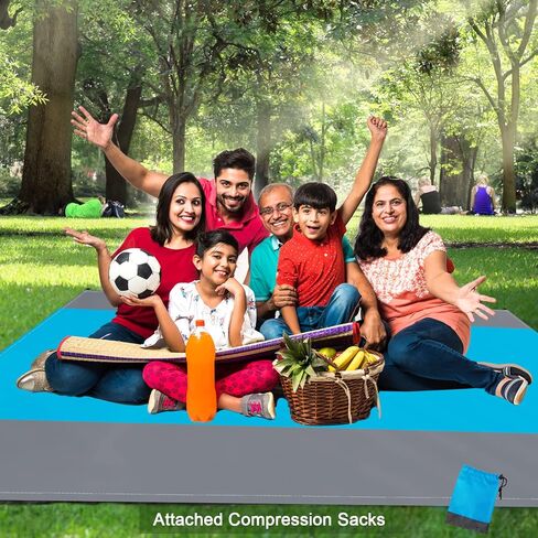 Beach Blanket 79" X 83" Sandproof Beach Mat 3-5 Adults Oversized Lightweight Waterproof Quick Drying Sandproof Beach Blanket Large Picnic Mat Blanket with Pocket for Beach Travel Camping Hiking Picnic in Saudi Arabia