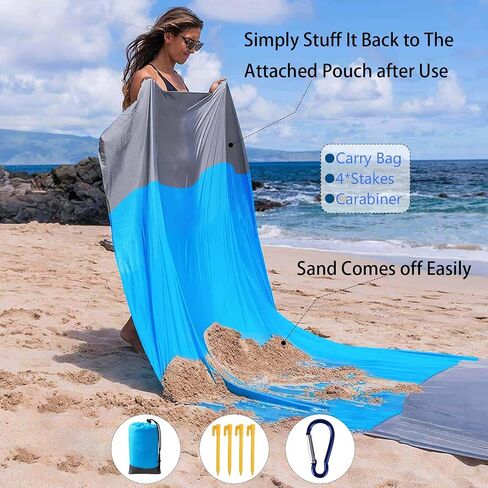 Beach Blanket 79" X 83" Sandproof Beach Mat 3-5 Adults Oversized Lightweight Waterproof Quick Drying Sandproof Beach Blanket Large Picnic Mat Blanket with Pocket for Beach Travel Camping Hiking Picnic in Saudi Arabia