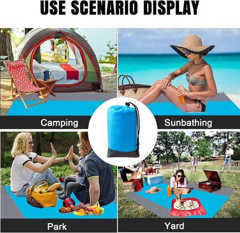 Beach Blanket 79" X 83" Sandproof Beach Mat 3-5 Adults Oversized Lightweight Waterproof Quick Drying Sandproof Beach Blanket Large Picnic Mat Blanket with Pocket for Beach Travel Camping Hiking Picnic in Saudi Arabia