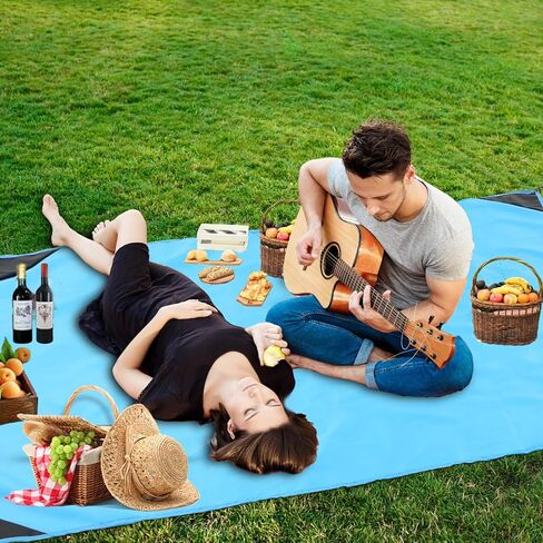 Blue Pocket Blanket 59.1" X 55.1"Compact Picnic Blanket Beach Blanket Waterproof Lightweight Picnic Blankets Small Picnic Mat for Travel Hiking Camping in Saudi Arabia