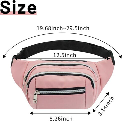 FuninCrea Sports Bumbag, Oxford Cloth Fanny Pack Waist Bag with Multi Pocket, Large Capacity Waist Fanny Pack with Adjustable Shoulder Strap for Sporting, Travelling, Hiking,Camping (black) in Saudi Arabia