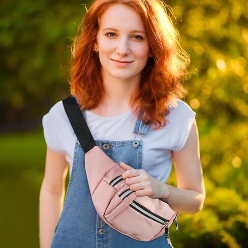 FuninCrea Sports Bumbag, Oxford Cloth Fanny Pack Waist Bag with Multi Pocket, Large Capacity Waist Fanny Pack with Adjustable Shoulder Strap for Sporting, Travelling, Hiking,Camping (black) in Saudi Arabia