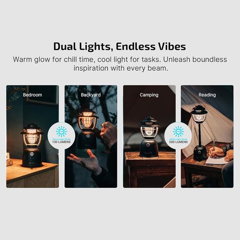 OLIGHT Olantern Stretch Camping Lanterns, 500 Lumens Stretchable LED Flashlights with Dual Light Source, Outdoor Rechargeable Light for Emergency, Hiking, Bed Lighting (Black) in Saudi Arabia