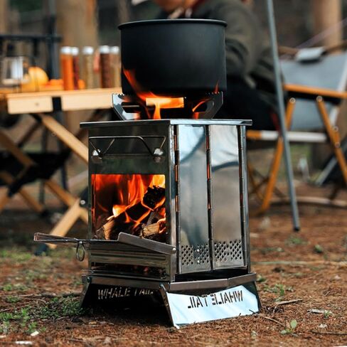 Camping Wood Burning Stove with Carry Bag,Foldable Camp Stove,Stainless Steel Collapsible Backpacking Survival Stove,Campfire Stove,Outdoor Folding Lightweight Stove for BBQ,Cooking,Picnic,Hiking in Kuwait
