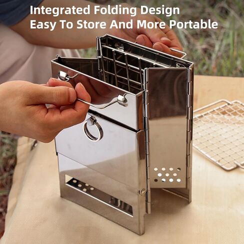 Camping Wood Burning Stove with Carry Bag,Foldable Camp Stove,Stainless Steel Collapsible Backpacking Survival Stove,Campfire Stove,Outdoor Folding Lightweight Stove for BBQ,Cooking,Picnic,Hiking in Kuwait