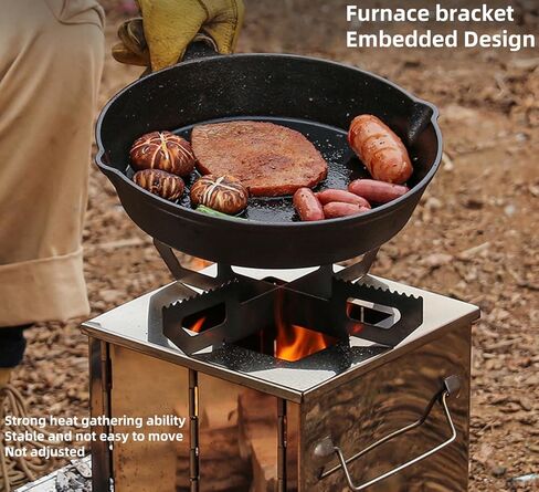 Camping Wood Burning Stove with Carry Bag,Foldable Camp Stove,Stainless Steel Collapsible Backpacking Survival Stove,Campfire Stove,Outdoor Folding Lightweight Stove for BBQ,Cooking,Picnic,Hiking in Kuwait