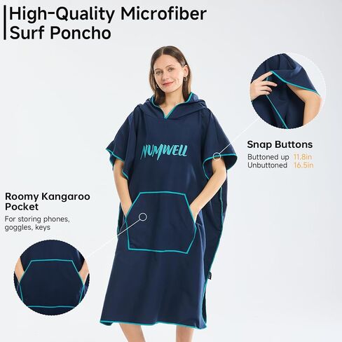 Microfiber Surf Poncho Changing Towel Robe with Changing Mat, Quick Dry Hooded Towel Poncho with Pocket for Beach, Pool, Swim, Wetsuit Changing (Gray) in Saudi Arabia