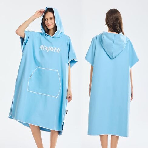 Microfiber Surf Poncho Changing Towel Robe with Changing Mat, Quick Dry Hooded Towel Poncho with Pocket for Beach, Pool, Swim, Wetsuit Changing (Gray) in Saudi Arabia