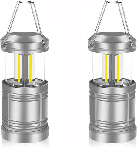 2 حزمة LED التخييم فانوس مصباح يدوي المحمولة فائقة مشرق COB خيمة ضوء الفوانيس القابلة للطي للتخييم التنزه الأعاصير انقطاع التيار الكهربائي in Kuwait
