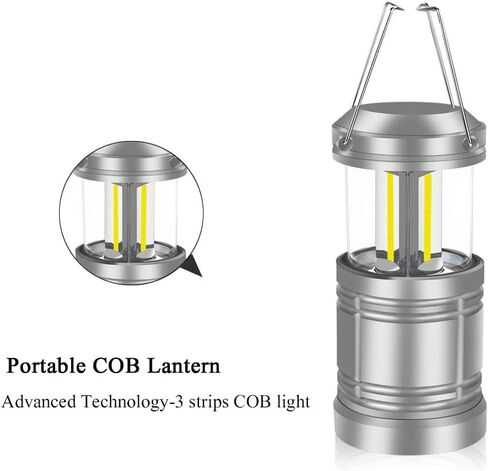 2 حزمة LED التخييم فانوس مصباح يدوي المحمولة فائقة مشرق COB خيمة ضوء الفوانيس القابلة للطي للتخييم التنزه الأعاصير انقطاع التيار الكهربائي in Kuwait