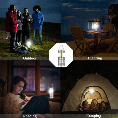 2 حزمة LED التخييم فانوس مصباح يدوي المحمولة فائقة مشرق COB خيمة ضوء الفوانيس القابلة للطي للتخييم التنزه الأعاصير انقطاع التيار الكهربائي in Kuwait